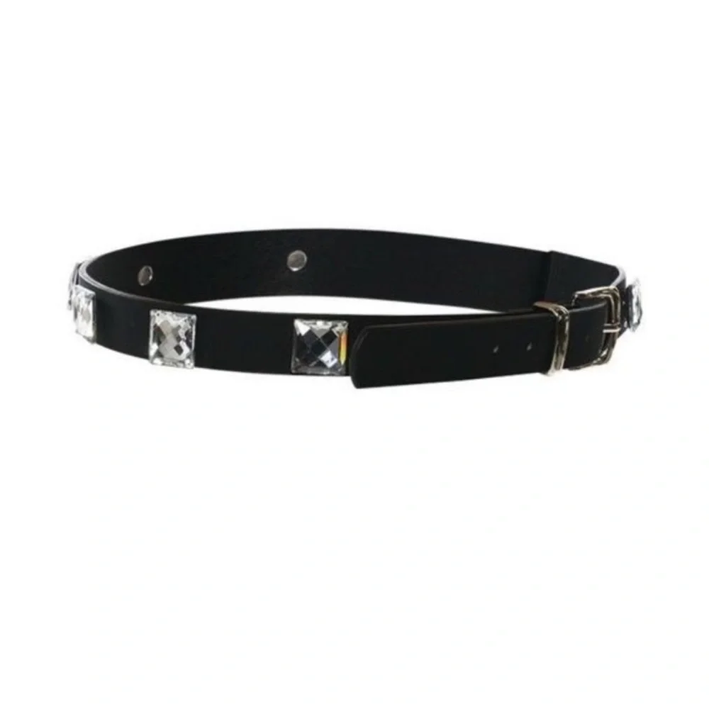 The Elaine Skinny: Black Diamond Bling Studded Belt